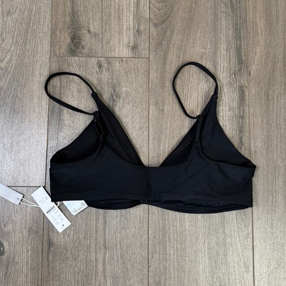 J.Crew Classic Sculpt Lana Bikini Top SZ L Black V-Neck Adjustable Removable Pad - Picture 6 of 9